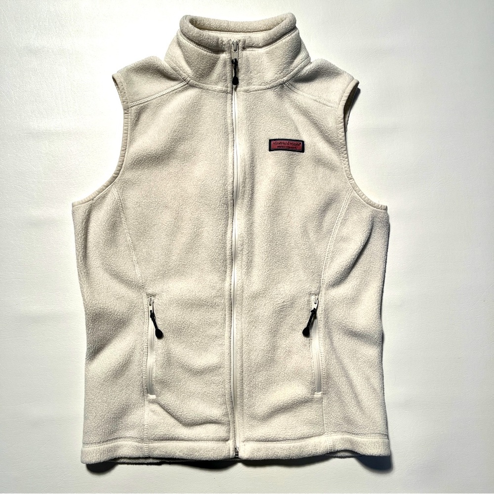 Vineyard Vines Full-Zip White Fleece Vest - Women’s XXS